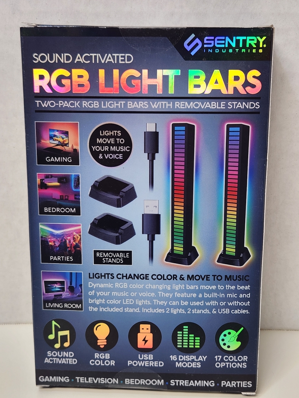 Bundle of 3 Sentry RGB Light Bars 2-Pack Sound Activated LED Gaming Lamps - Picture 3 of 3